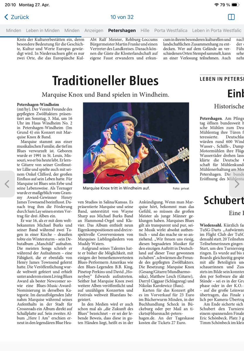 Mindener Tageblatt, Traditioneller Blues